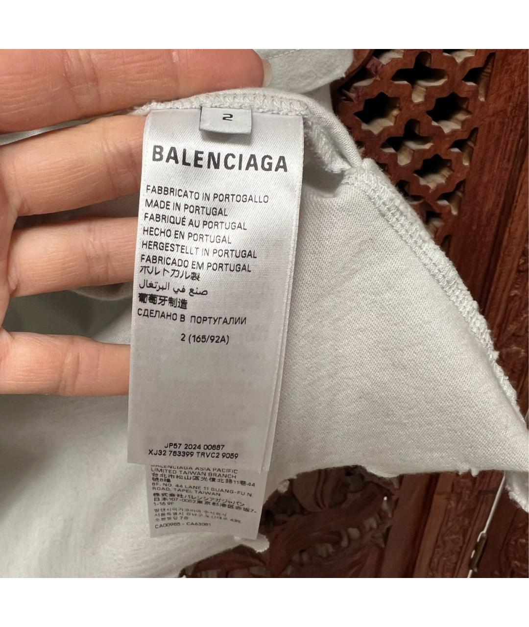 BALENCIAGA Бежевая хлопковая футболка, фото 4