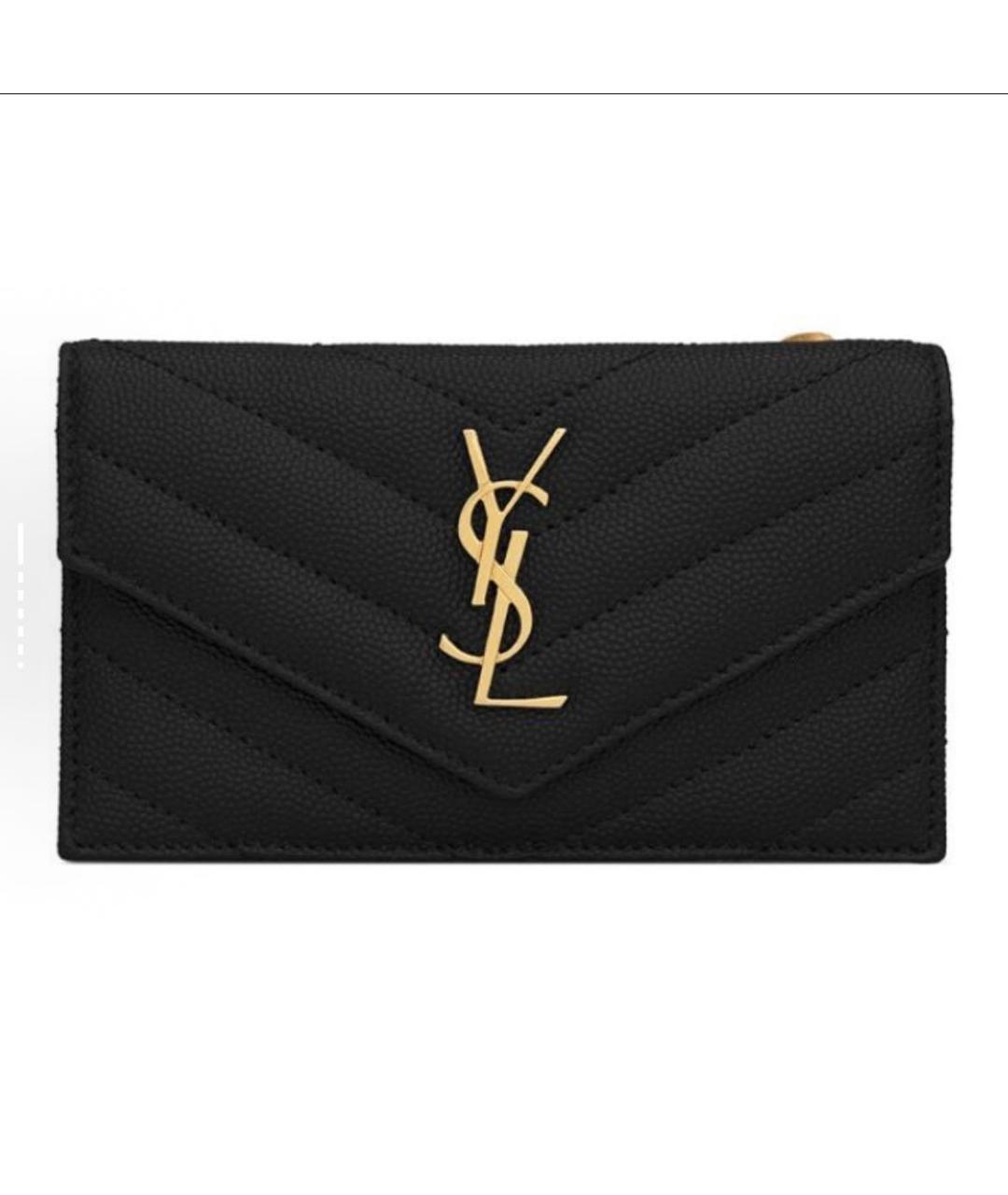 SAINT LAURENT Черный кожаный кошелек, фото 5
