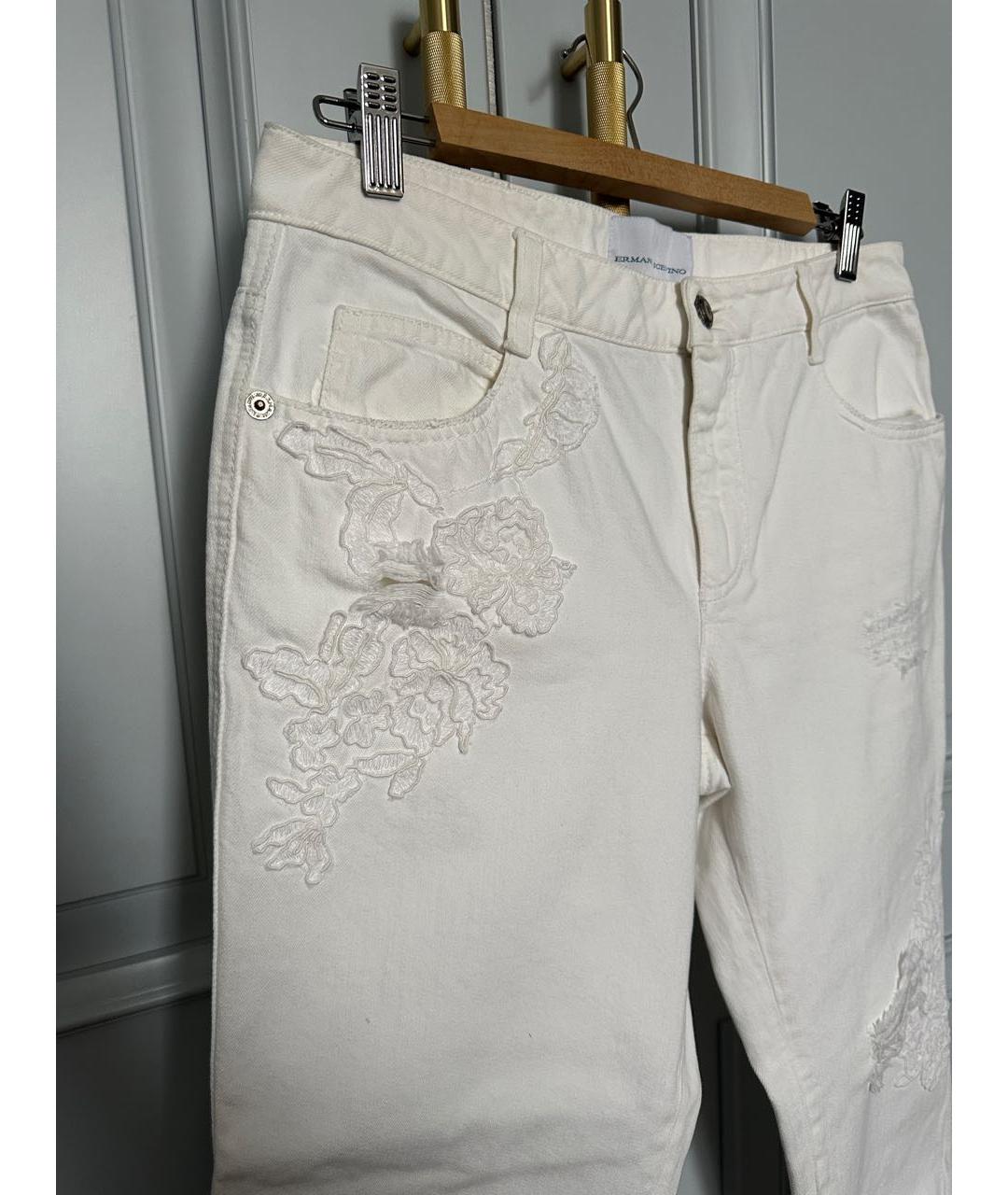 ERMANNO SCERVINO Белые хлопковые джинсы слим, фото 3