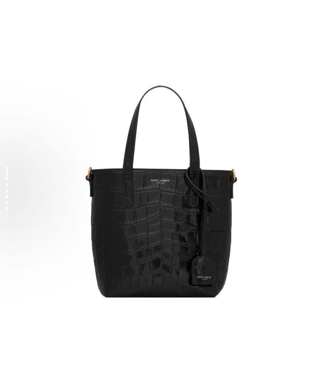 SAINT LAURENT Черная кожаная сумка с короткими ручками, фото 6