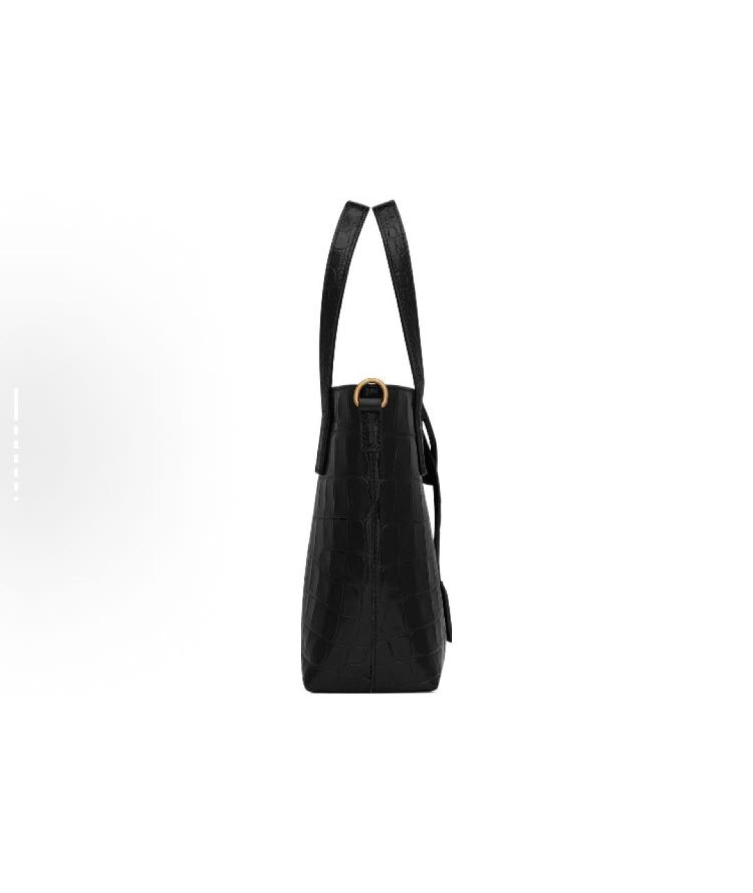 SAINT LAURENT Черная кожаная сумка с короткими ручками, фото 5