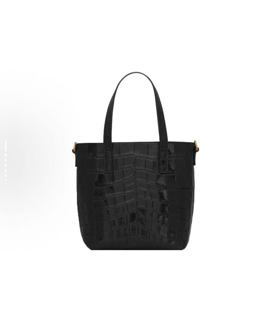 SAINT LAURENT Черная кожаная сумка с короткими ручками, фото 2