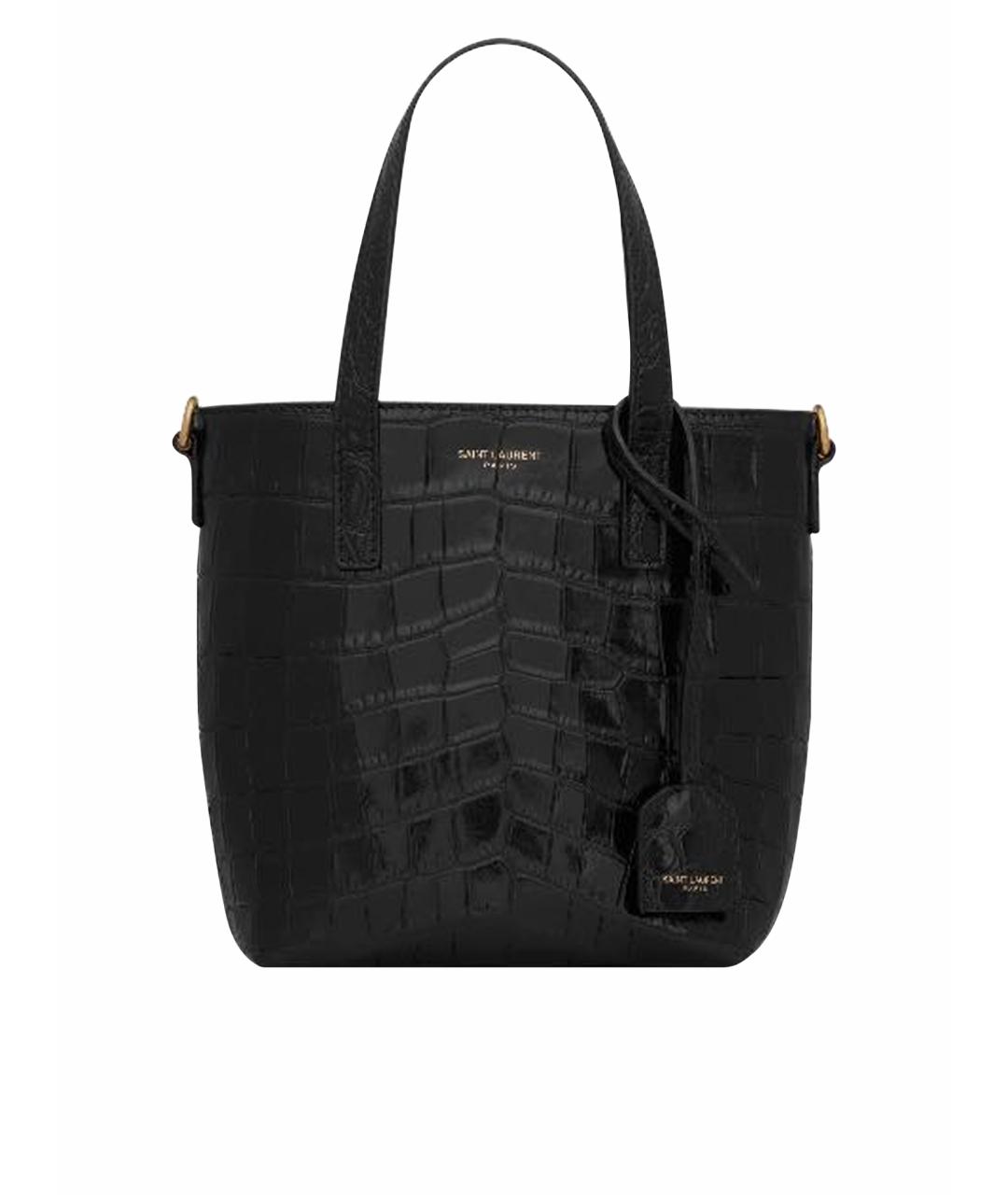 SAINT LAURENT Черная кожаная сумка с короткими ручками, фото 1