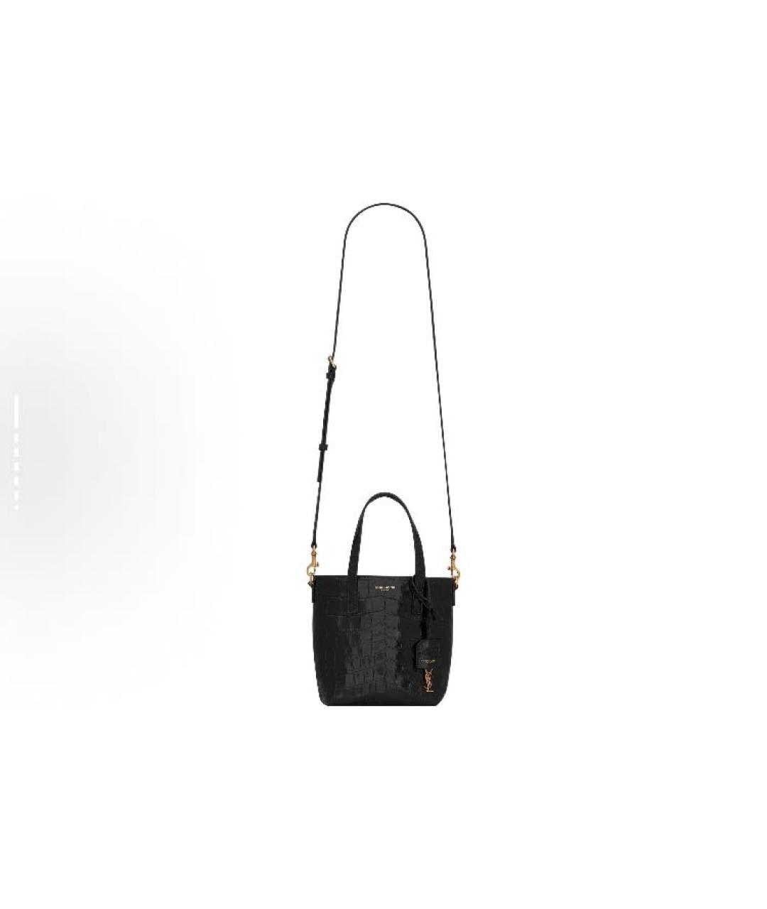 SAINT LAURENT Черная кожаная сумка с короткими ручками, фото 4