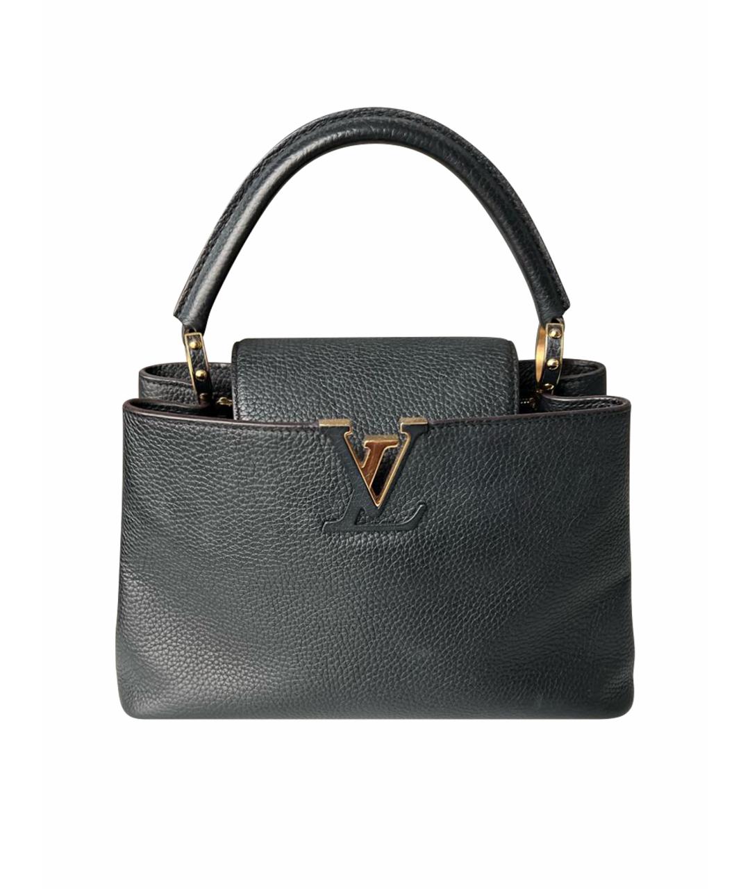 LOUIS VUITTON Черная кожаная сумка с короткими ручками, фото 1