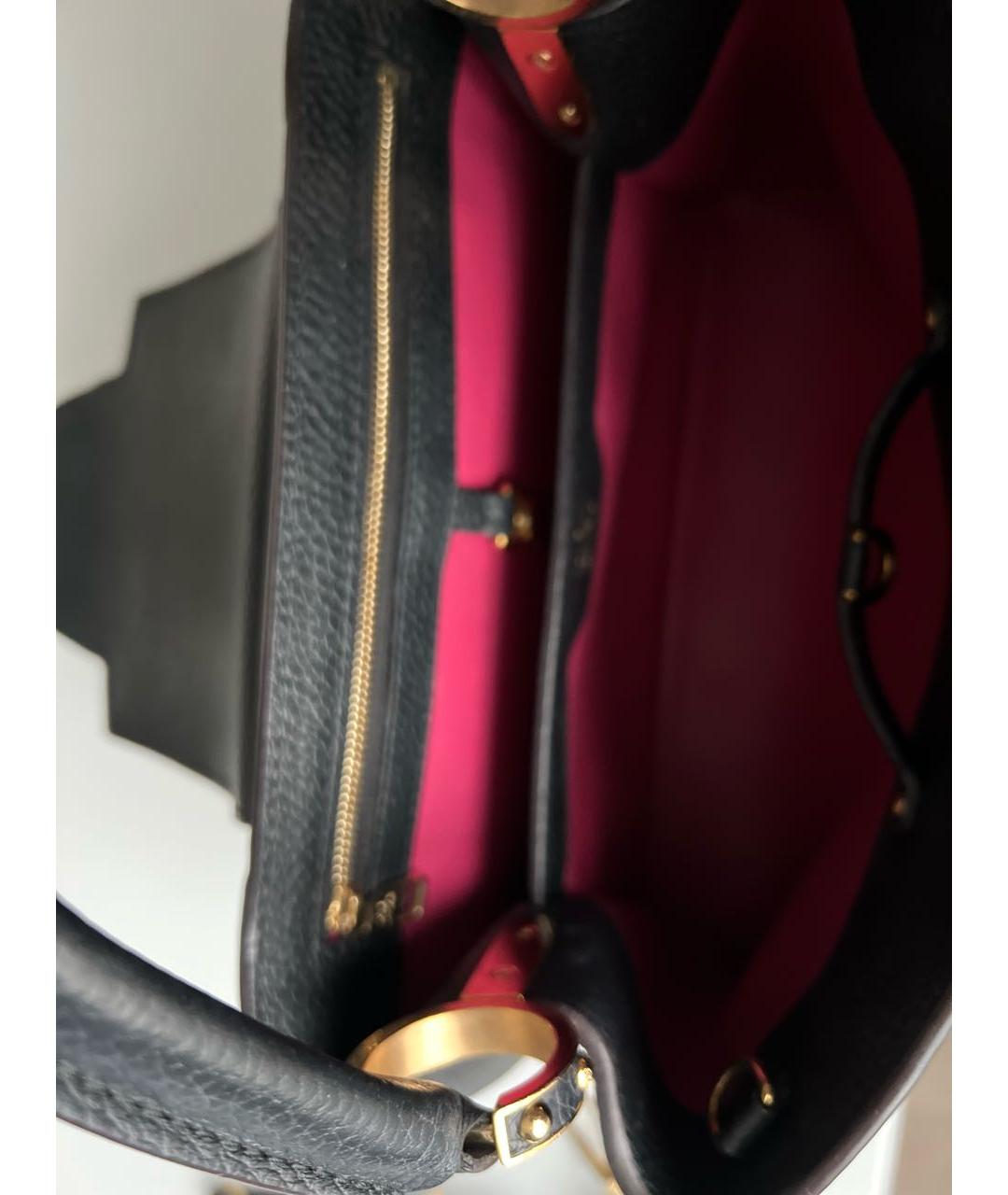 LOUIS VUITTON Черная кожаная сумка с короткими ручками, фото 5