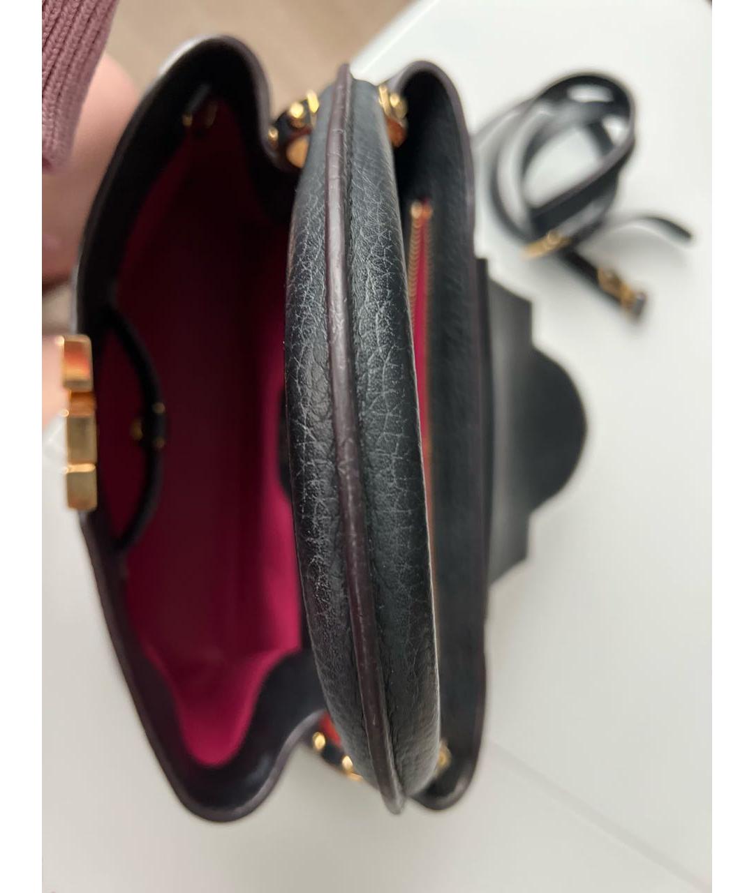 LOUIS VUITTON Черная кожаная сумка с короткими ручками, фото 6