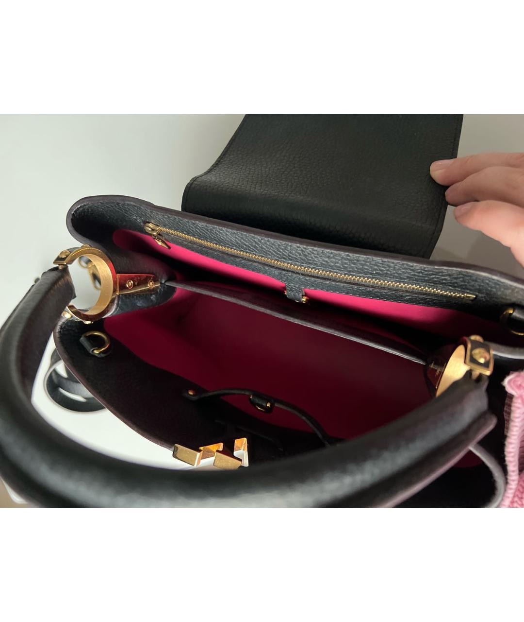 LOUIS VUITTON Черная кожаная сумка с короткими ручками, фото 4