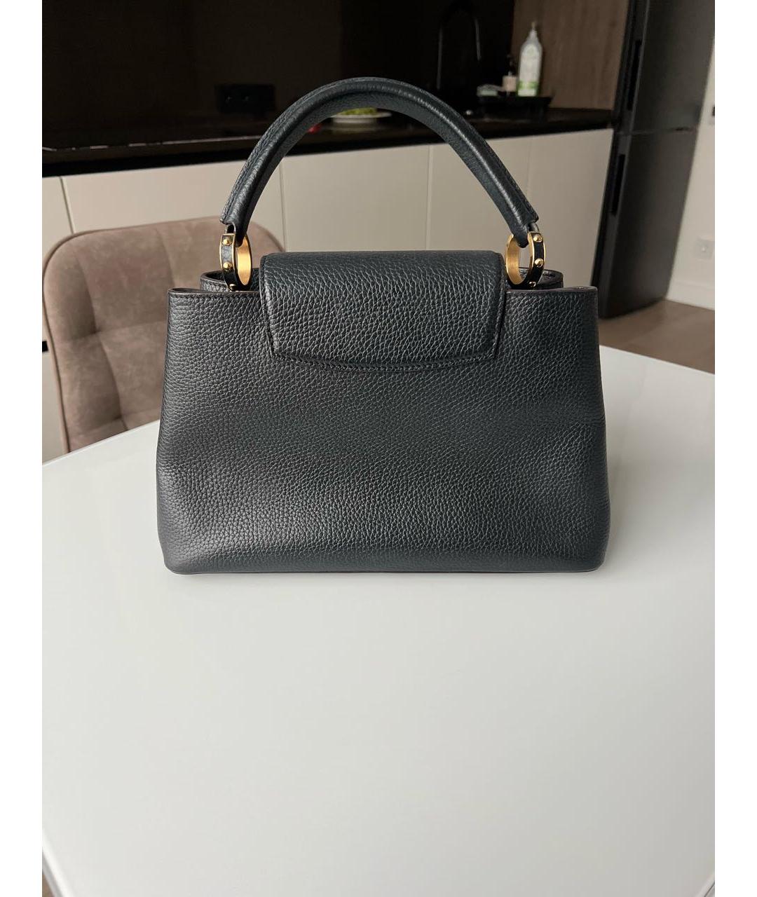 LOUIS VUITTON Черная кожаная сумка с короткими ручками, фото 3