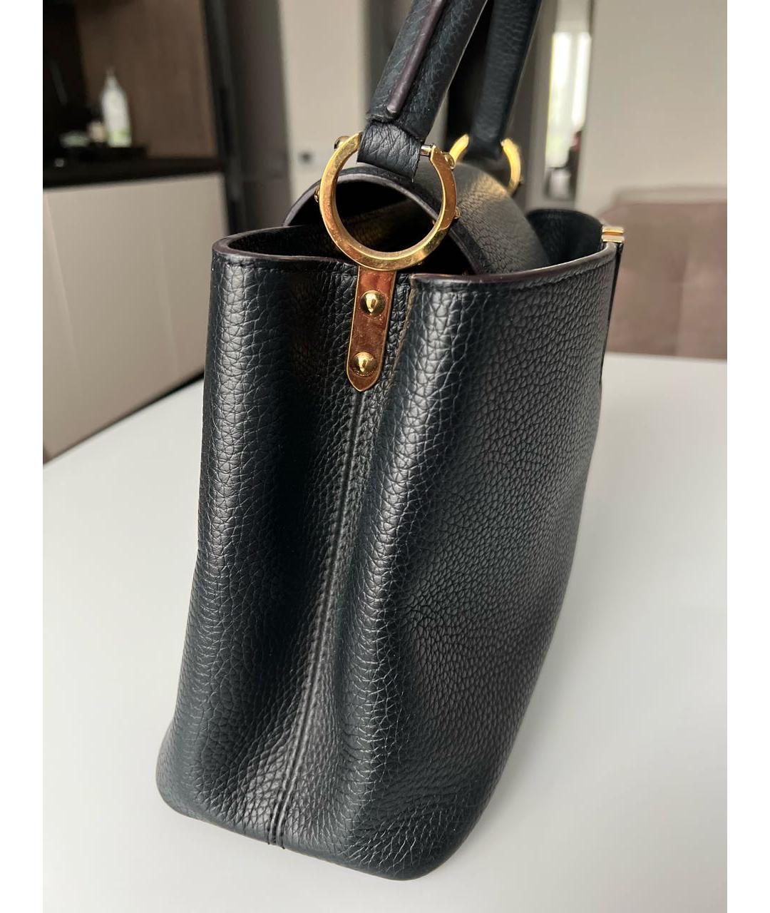 LOUIS VUITTON Черная кожаная сумка с короткими ручками, фото 2