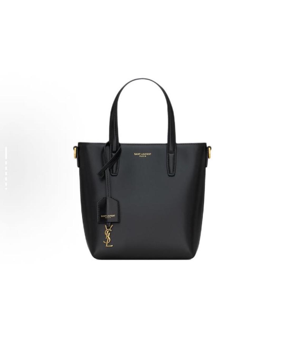SAINT LAURENT Черная кожаная сумка с короткими ручками, фото 7
