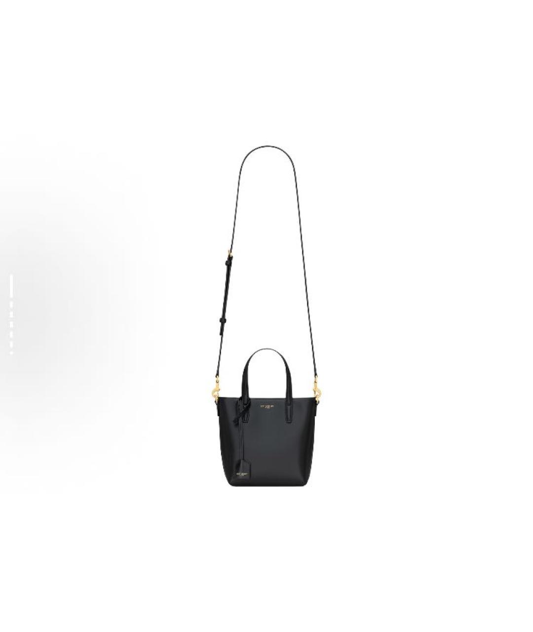 SAINT LAURENT Черная кожаная сумка с короткими ручками, фото 2