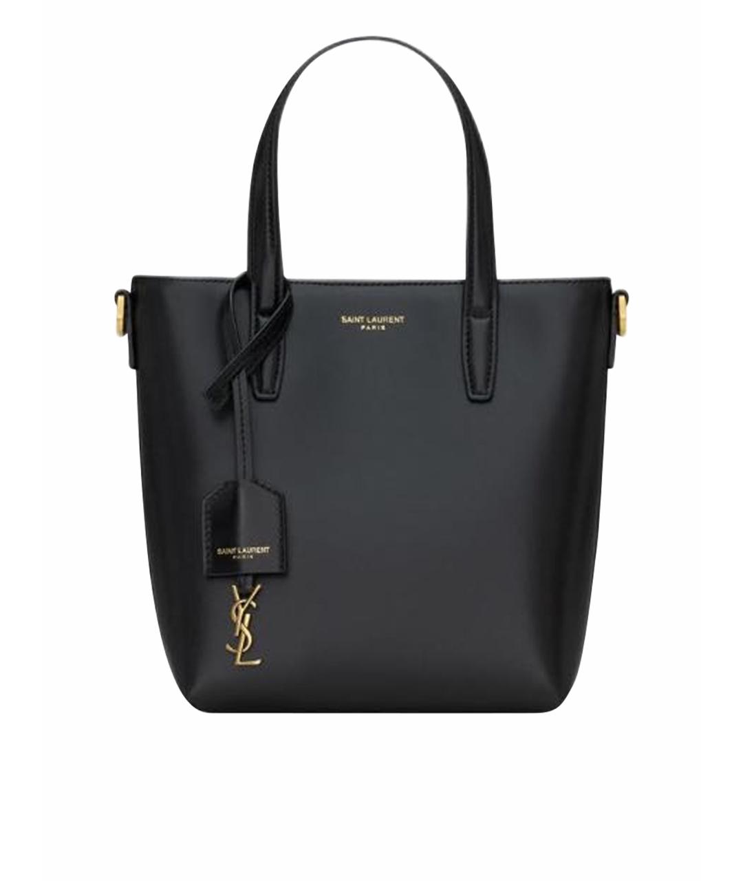SAINT LAURENT Черная кожаная сумка с короткими ручками, фото 1