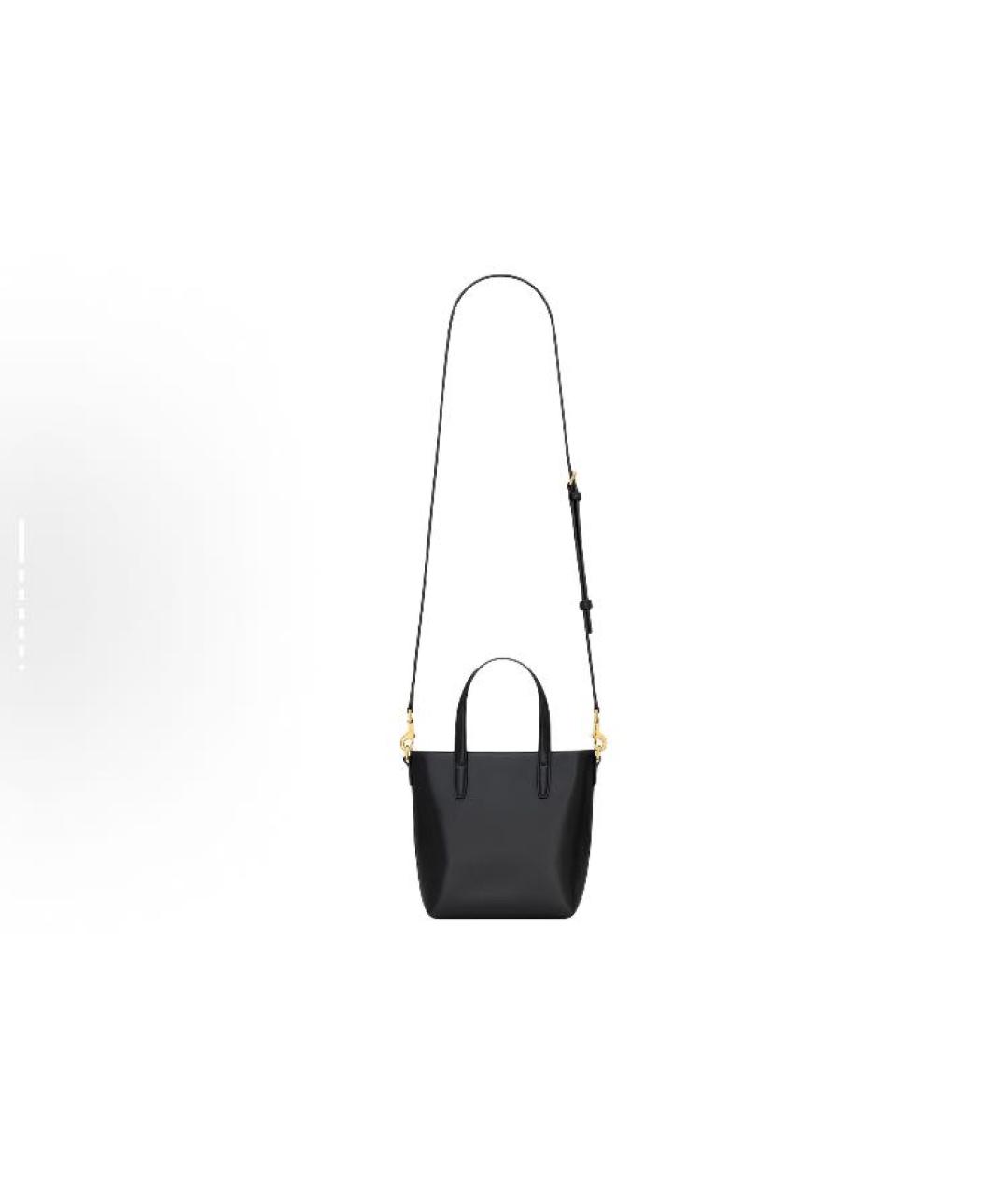 SAINT LAURENT Черная кожаная сумка с короткими ручками, фото 5