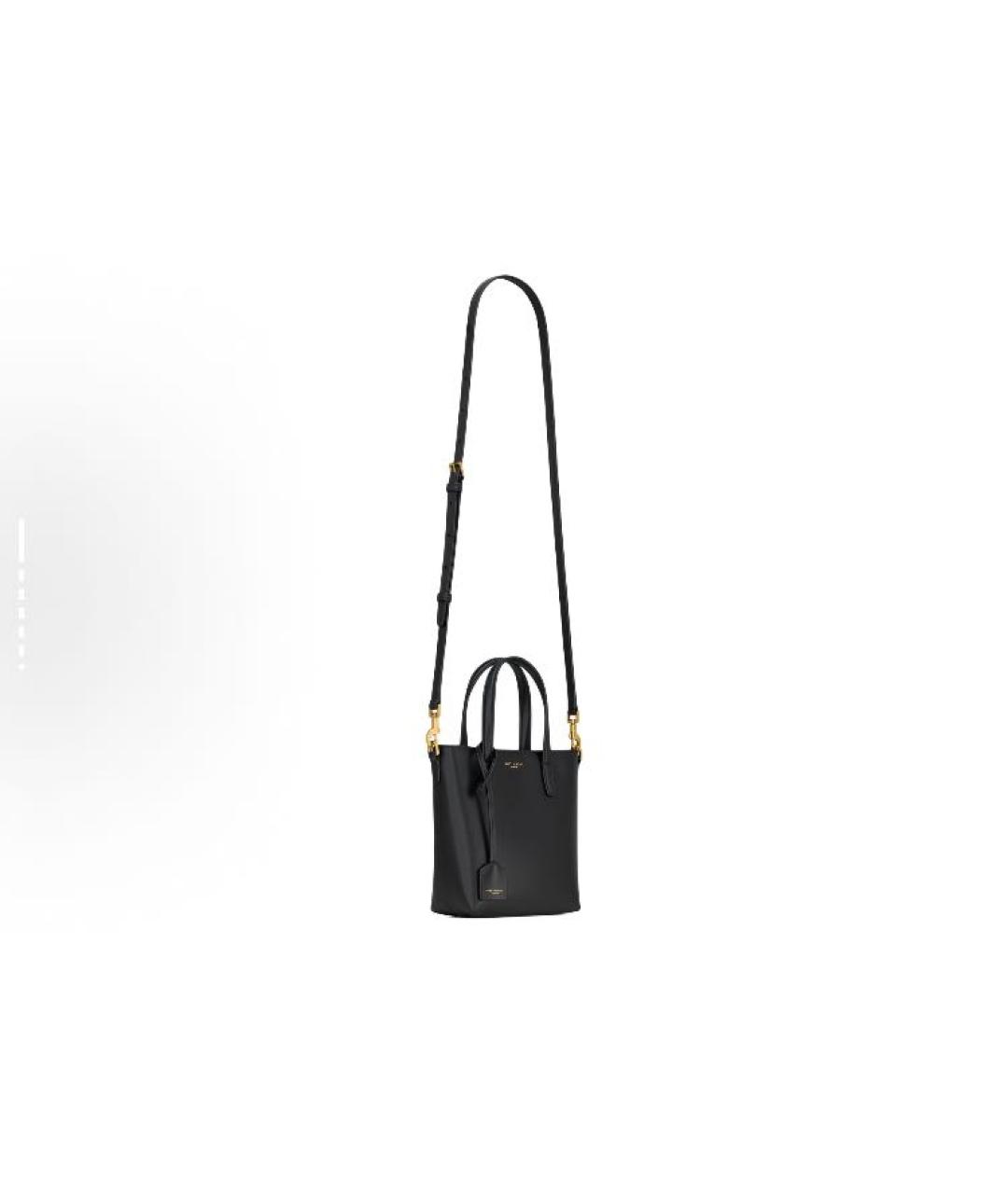 SAINT LAURENT Черная кожаная сумка с короткими ручками, фото 3