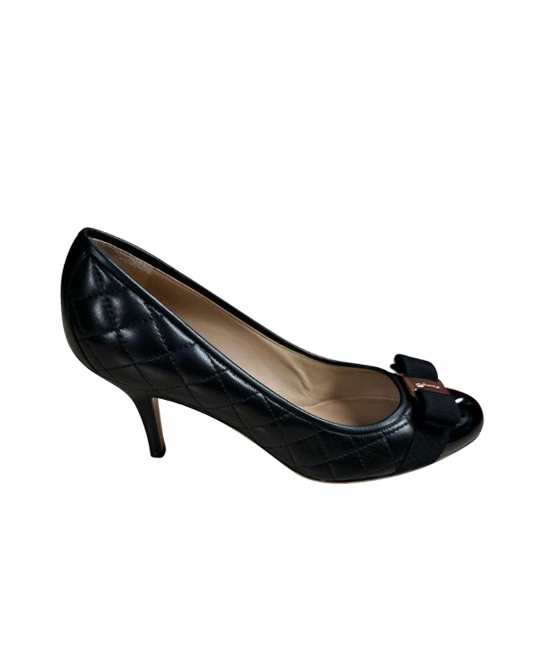 FERRAGAMO Черные кожаные туфли, фото 1