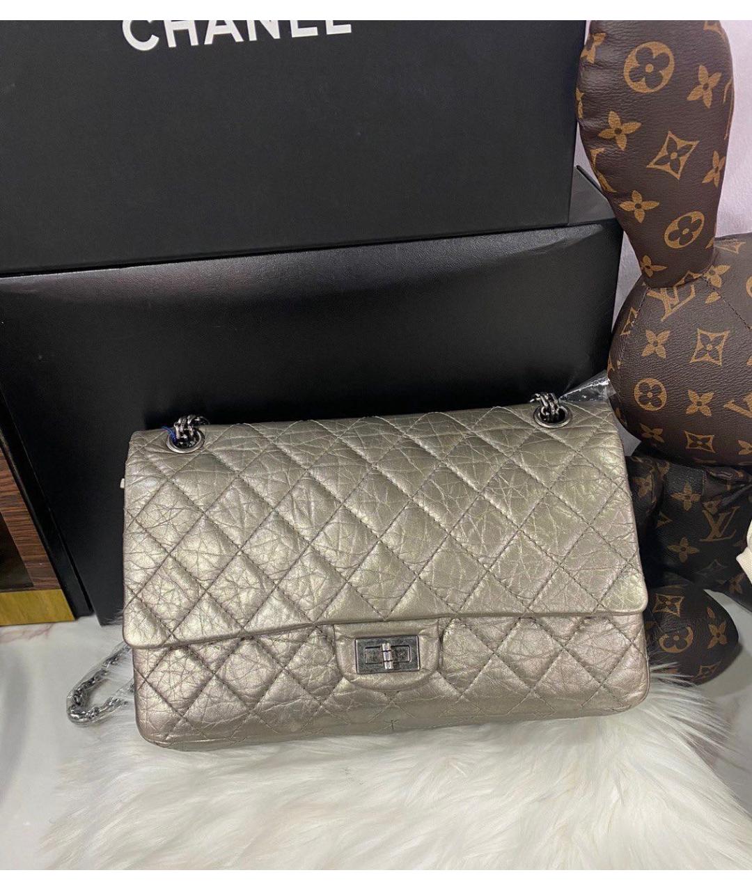 CHANEL Серебряная кожаная сумка через плечо, фото 2
