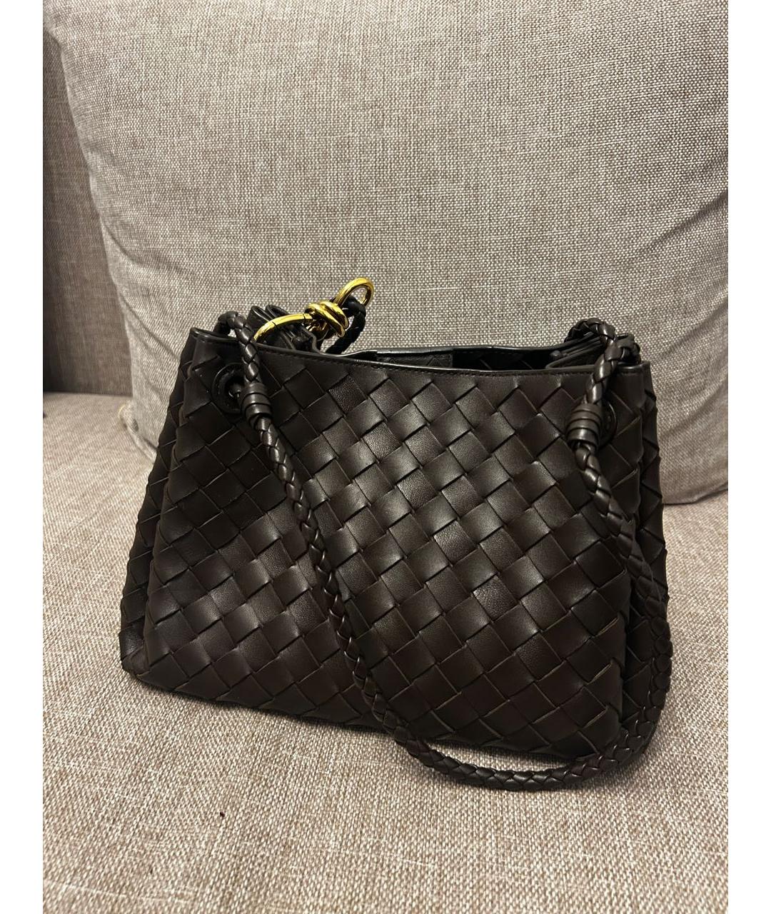 BOTTEGA VENETA Коричневая кожаная сумка через плечо, фото 5