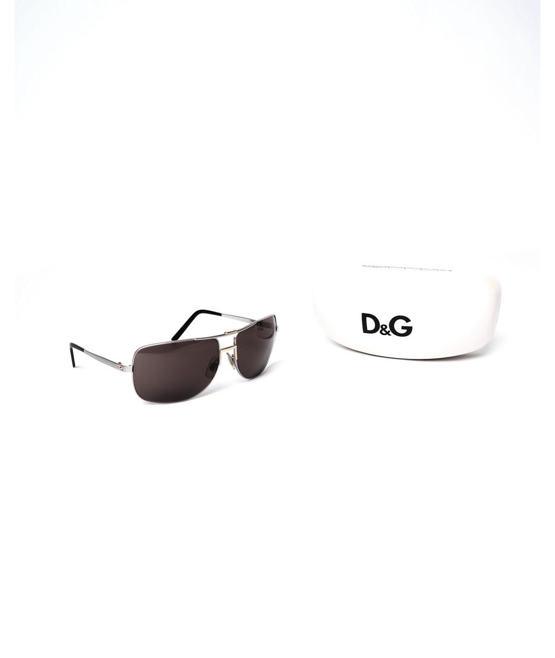 DOLCE&GABBANA Серебряные металлические солнцезащитные очки, фото 4