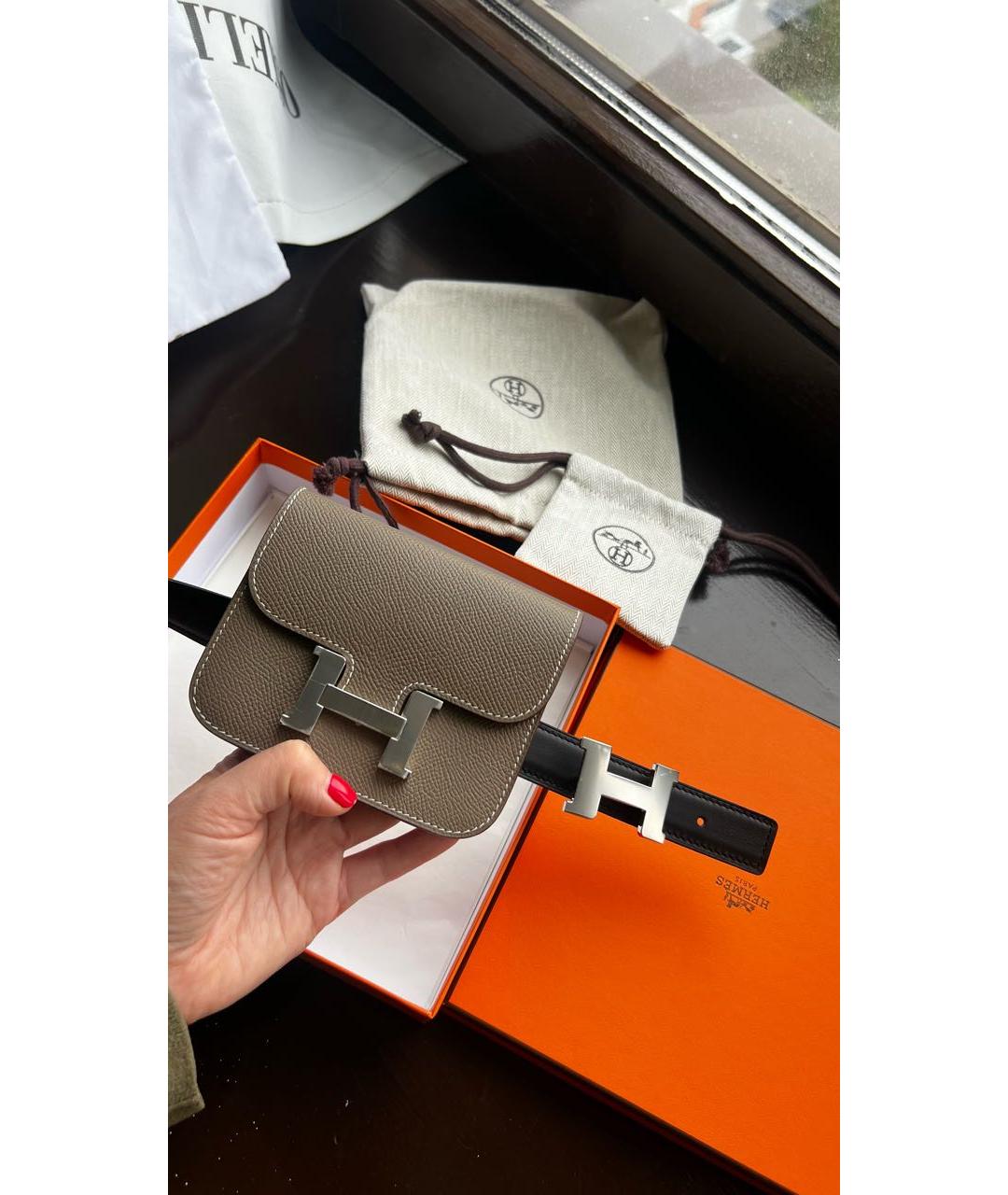 HERMES Бежевая кожаная поясная сумка, фото 3