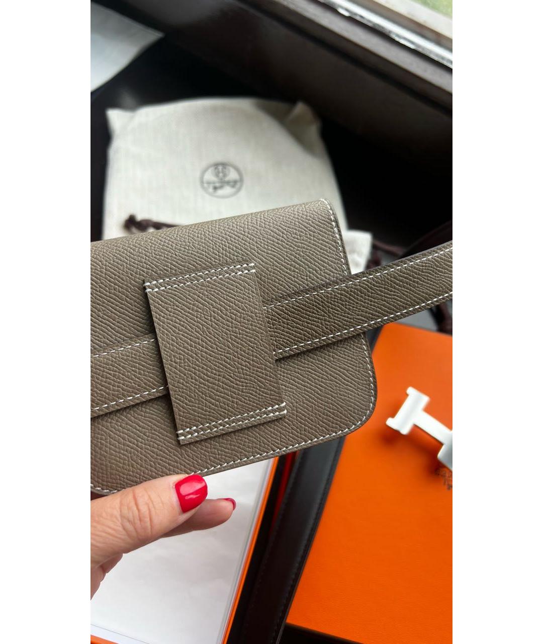 HERMES Бежевая кожаная поясная сумка, фото 2