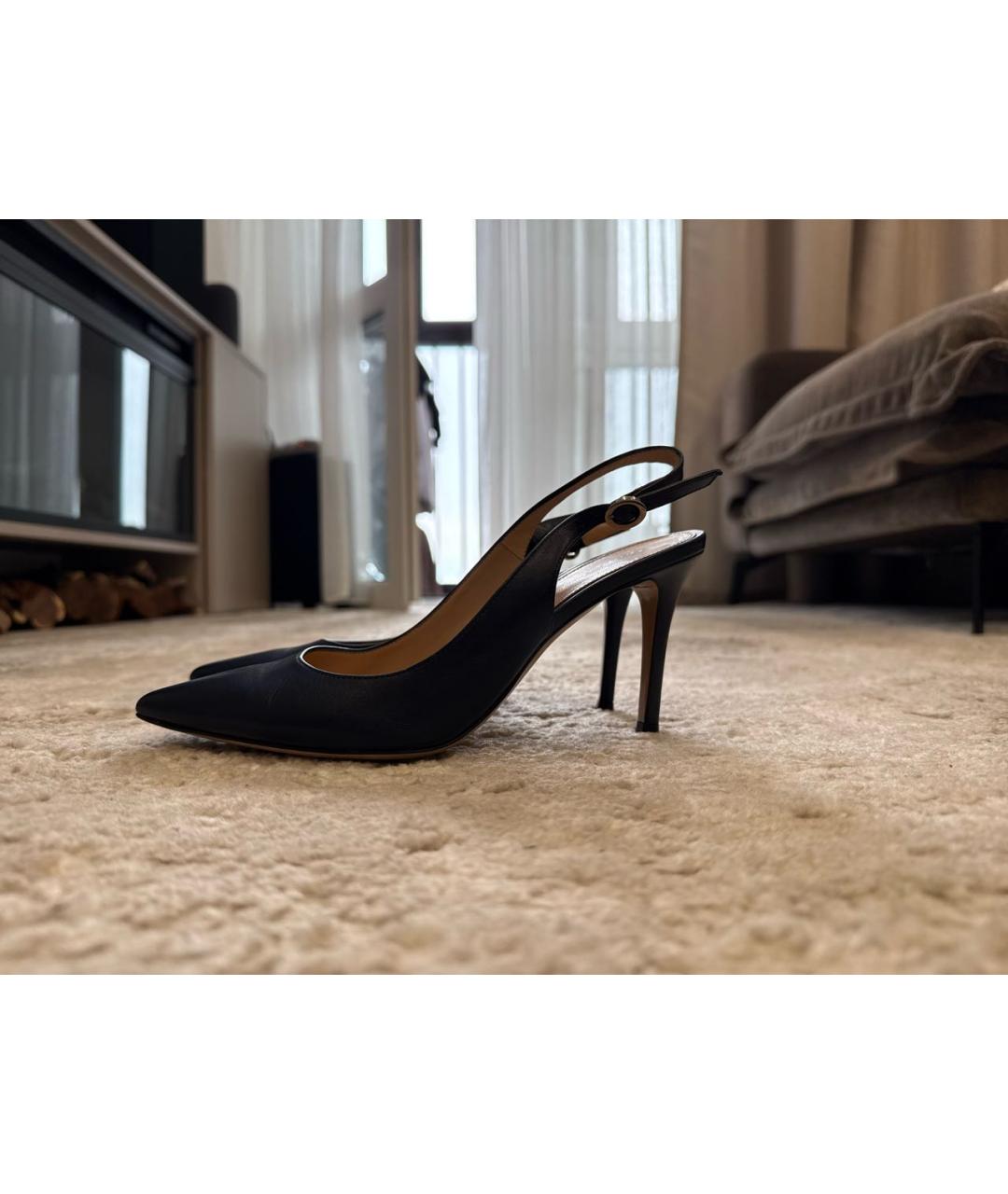 GIANVITO ROSSI Темно-синие кожаные туфли, фото 8