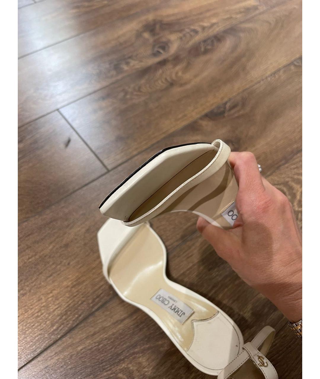 JIMMY CHOO Белые кожаные босоножки, фото 8