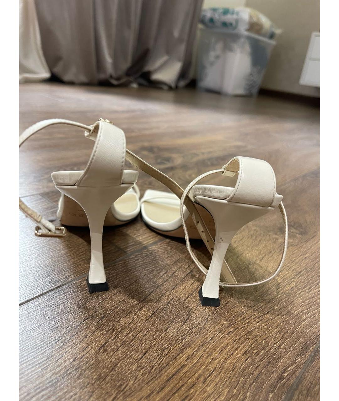 JIMMY CHOO Белые кожаные босоножки, фото 4