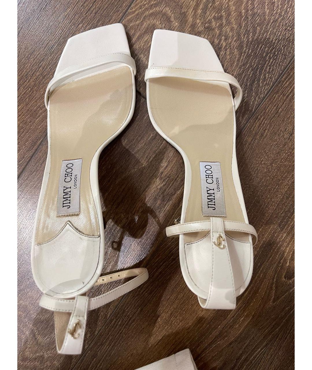 JIMMY CHOO Белые кожаные босоножки, фото 3