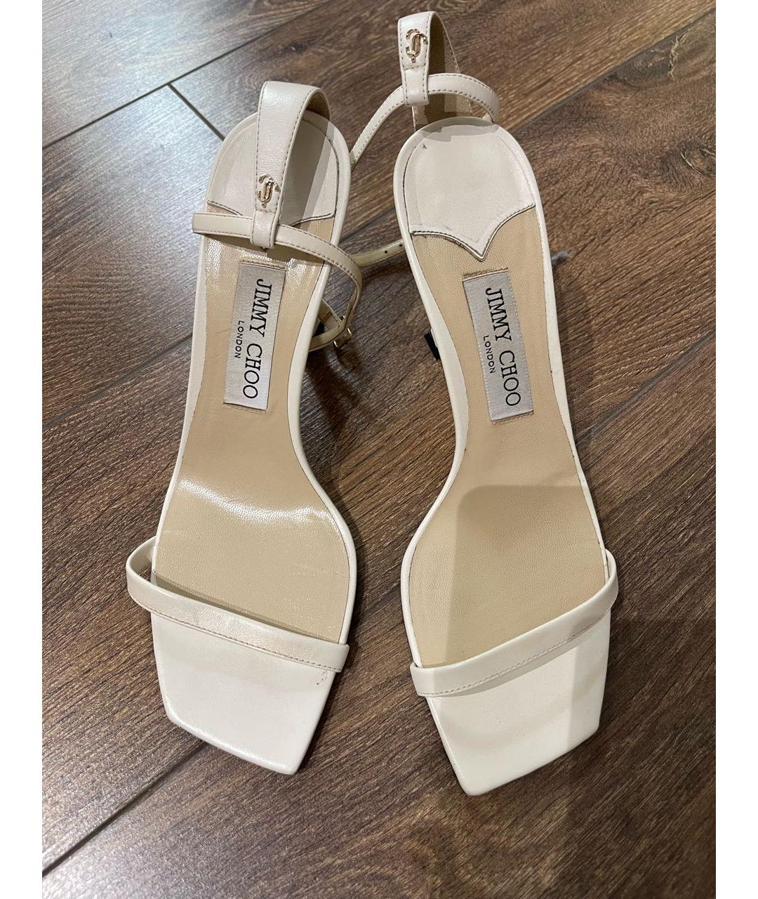 JIMMY CHOO Белые кожаные босоножки, фото 2