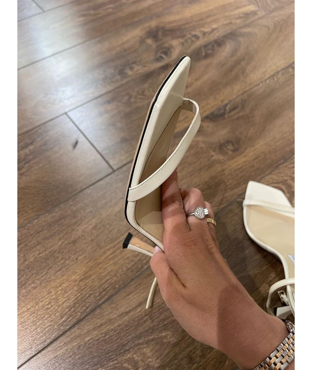 JIMMY CHOO Белые кожаные босоножки, фото 7