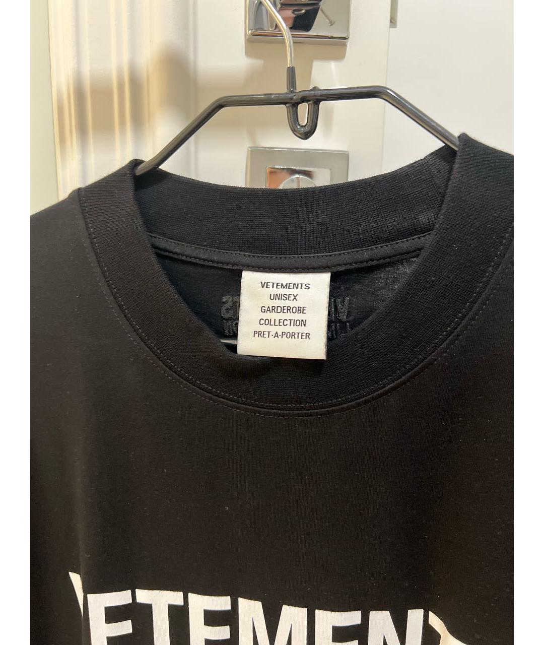 VETEMENTS Черная хлопковая футболка, фото 5