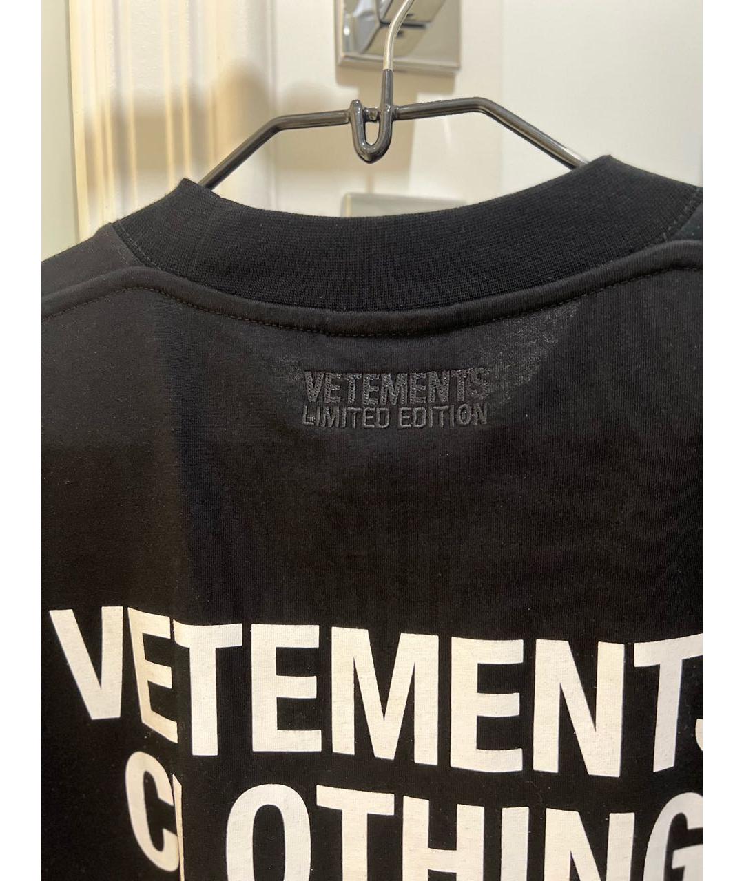 VETEMENTS Черная хлопковая футболка, фото 4