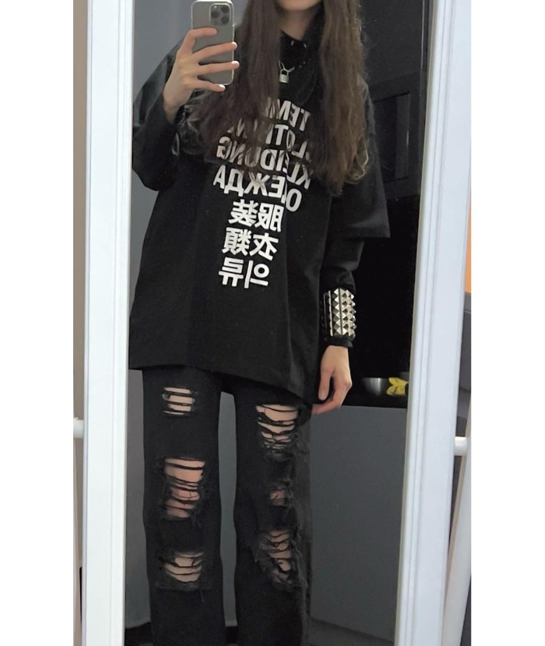 VETEMENTS Черная хлопковая футболка, фото 9