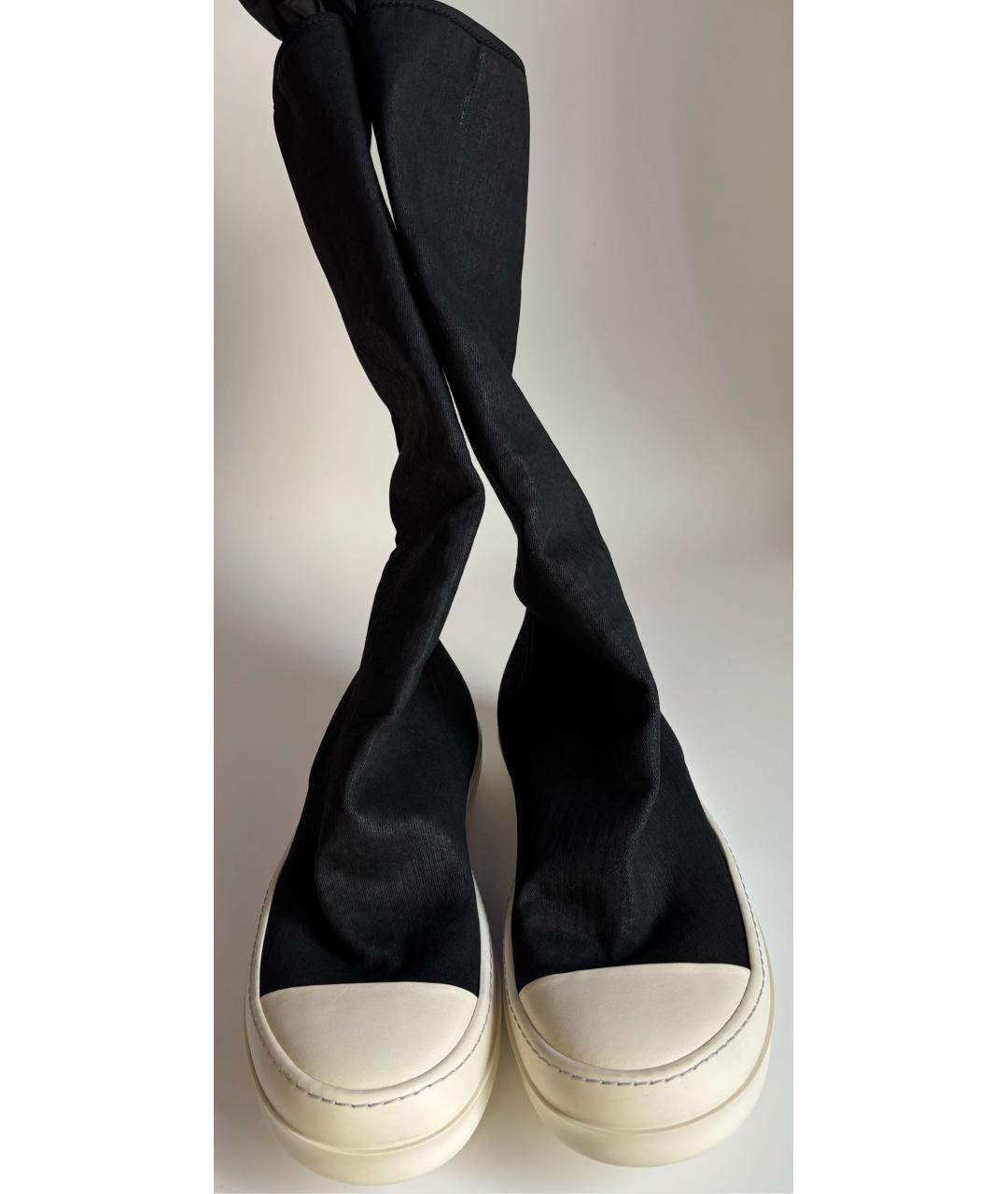 RICK OWENS DRKSHDW Черные текстильные высокие кроссовки / кеды, фото 2