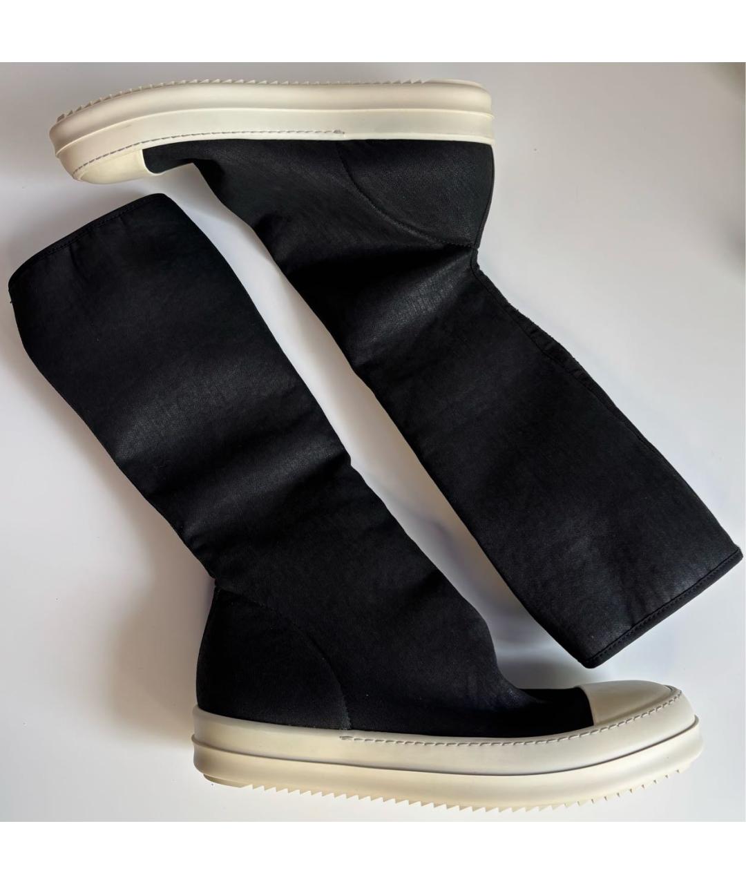 RICK OWENS DRKSHDW Черные текстильные высокие кроссовки / кеды, фото 8
