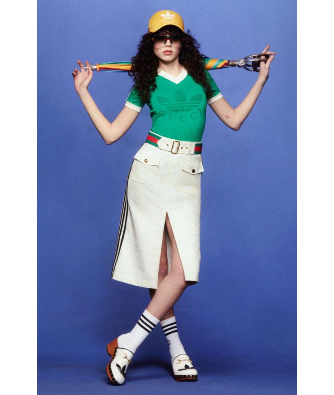 GUCCI Бежевая полиэстеровая юбка миди, фото 4