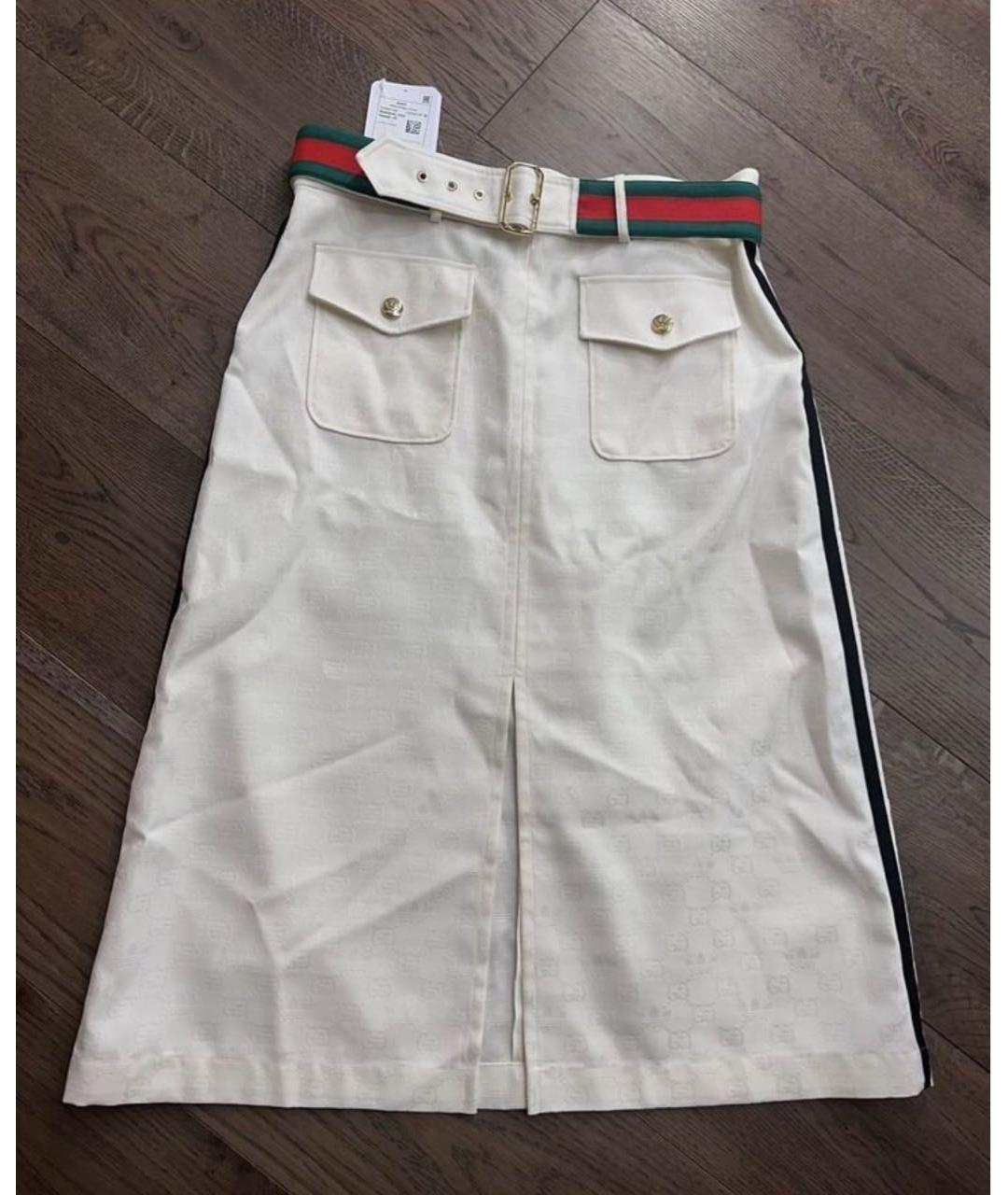 GUCCI Бежевая полиэстеровая юбка миди, фото 2