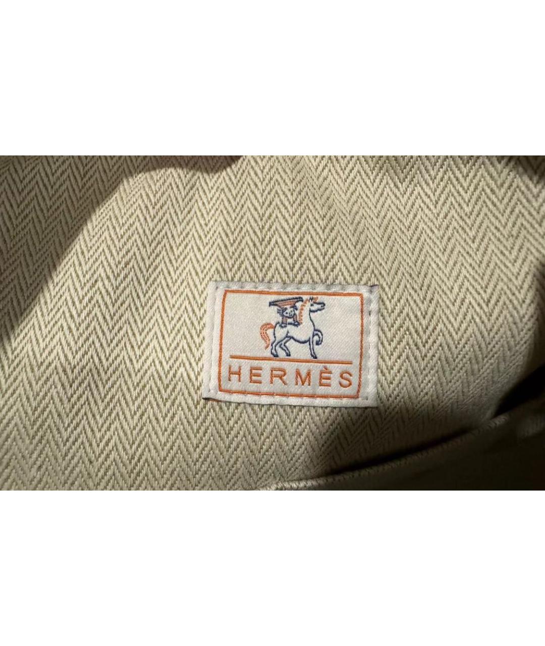 HERMES Бежевая хлопковая косметичка, фото 4