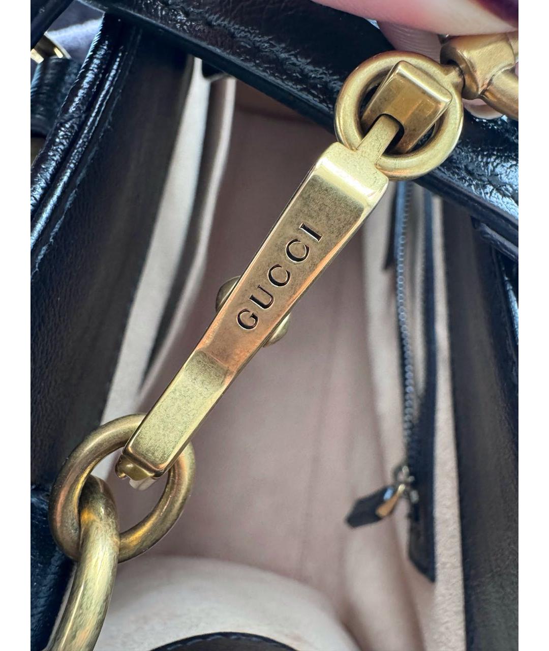 GUCCI Черная кожаная сумка тоут, фото 3