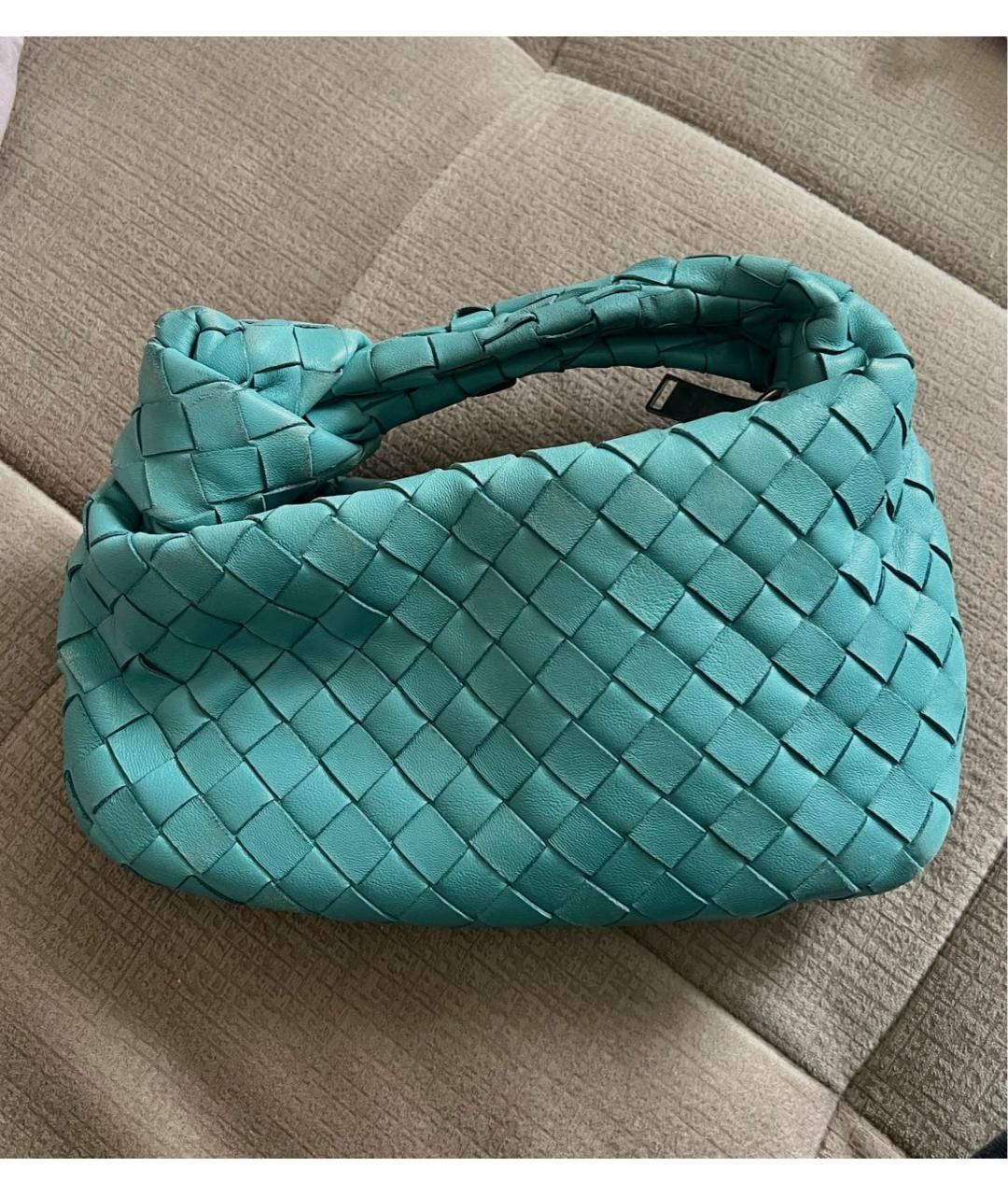 BOTTEGA VENETA Бирюзовая кожаная сумка с короткими ручками, фото 2