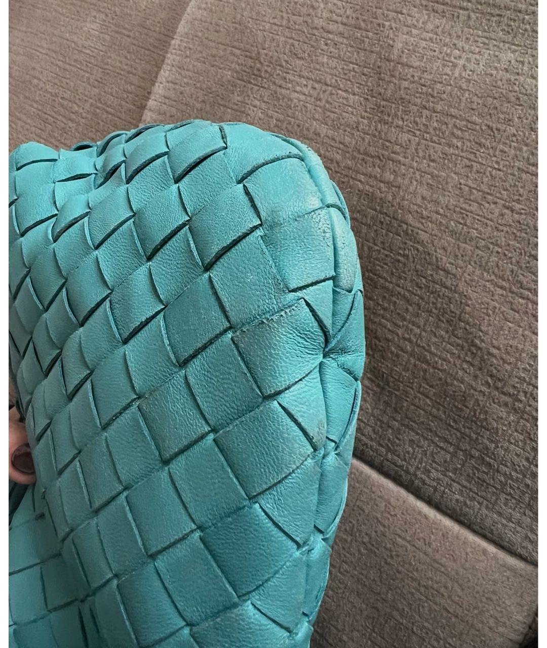 BOTTEGA VENETA Бирюзовая кожаная сумка с короткими ручками, фото 4