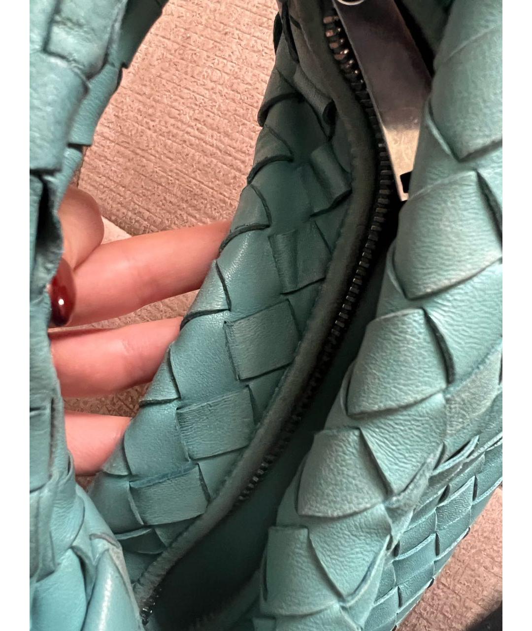 BOTTEGA VENETA Бирюзовая кожаная сумка с короткими ручками, фото 5