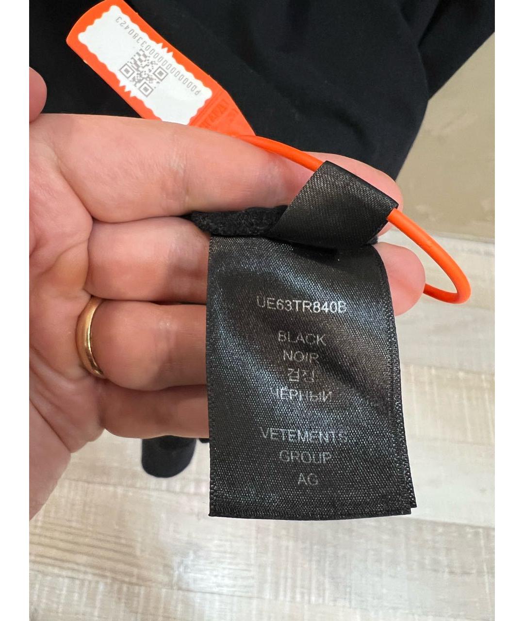 VETEMENTS Черная хлопковая футболка, фото 6