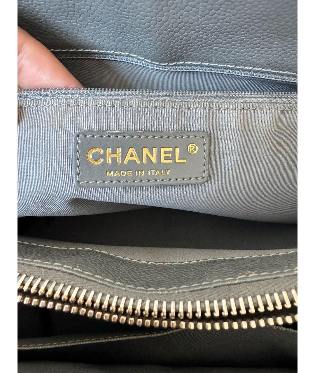 CHANEL Серая кожаная сумка тоут, фото 6