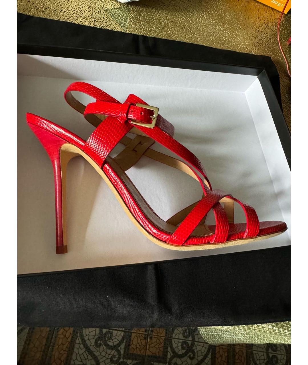 DSQUARED2 Красные кожаные босоножки, фото 8