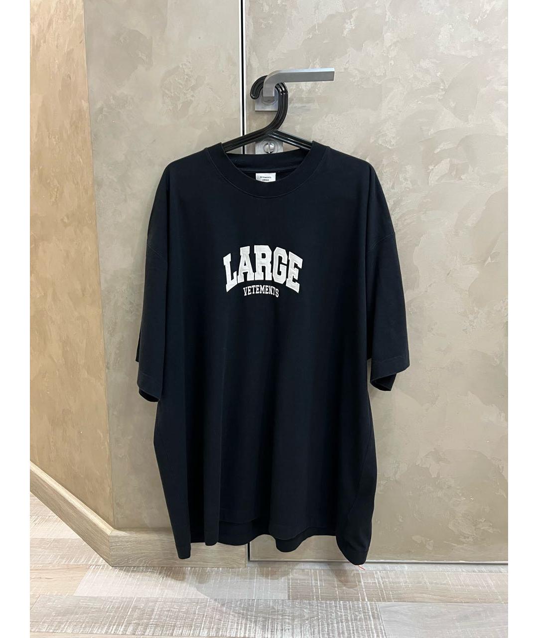 VETEMENTS Черная хлопковая футболка, фото 2
