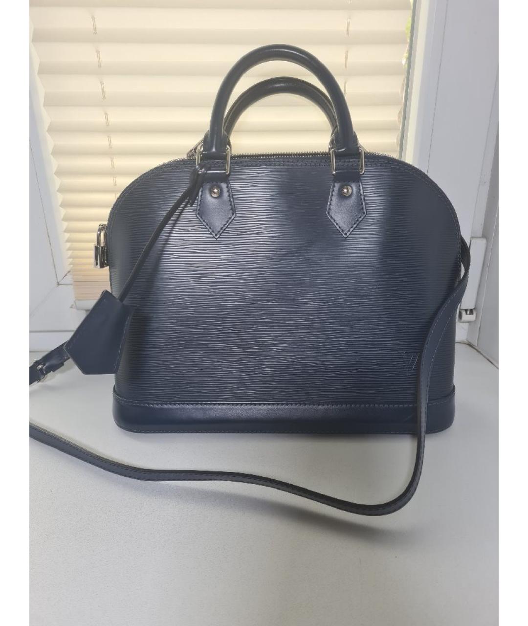 LOUIS VUITTON Синяя кожаная сумка с короткими ручками, фото 9