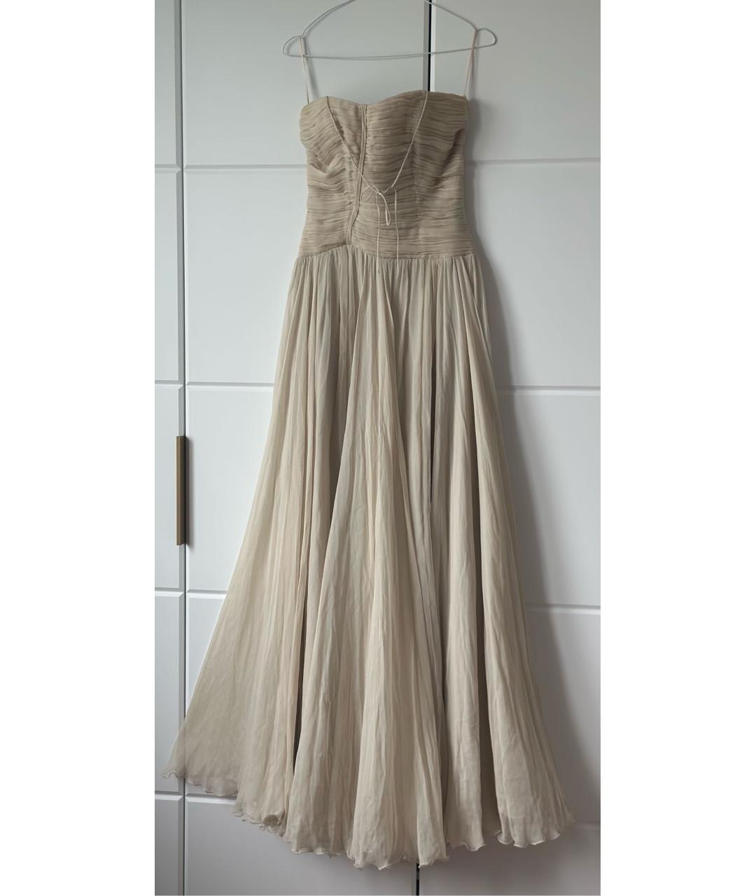 BLUMARINE Бежевое шелковое вечернее платье, фото 8