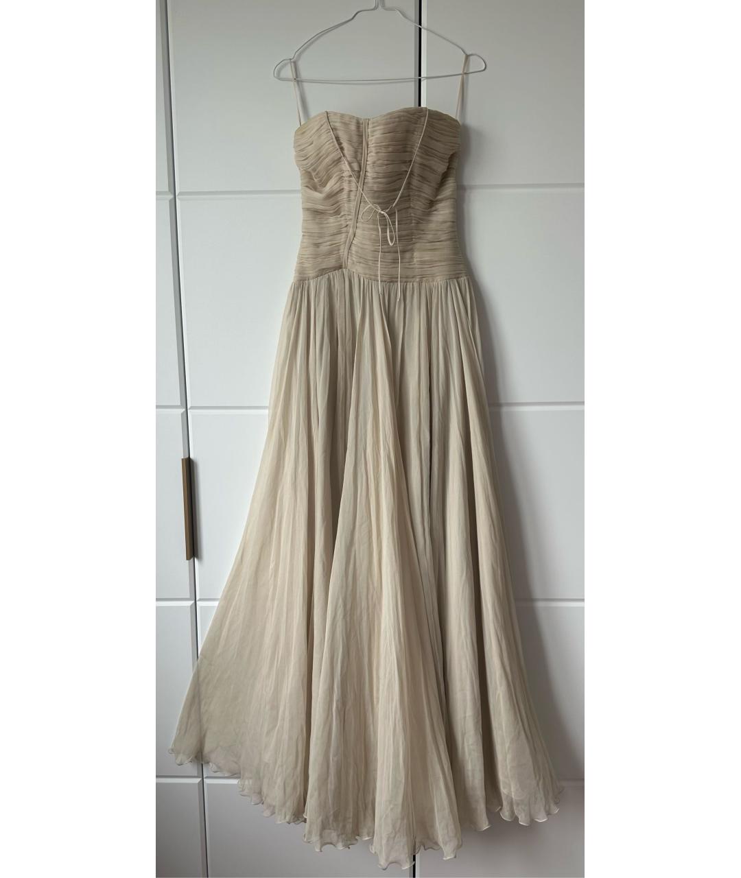 BLUMARINE Бежевое шелковое вечернее платье, фото 9